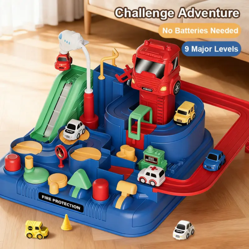 Operating Fire Station Track Vehicle Toys – Battery-Free Playset for Toddlers and Children