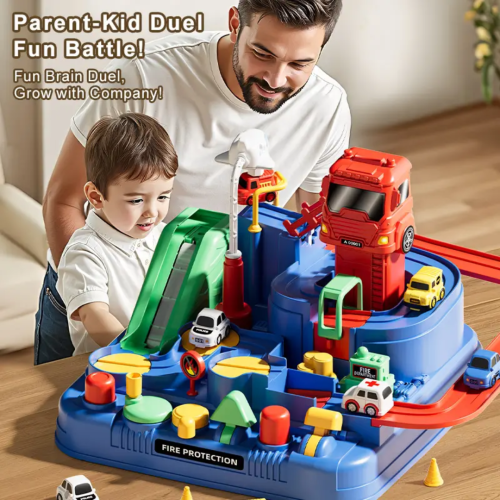 Operating Fire Station Track Vehicle Toys – Battery-Free Playset for Toddlers and Children