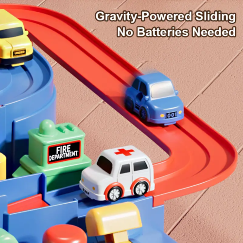 Operating Fire Station Track Vehicle Toys – Battery-Free Playset for Toddlers and Children