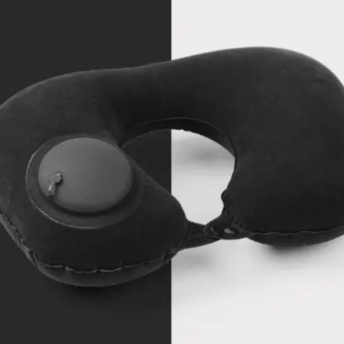Press Inflatable U-Shaped Travel Neck Pillow