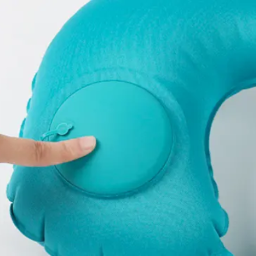 Press Inflatable U-Shaped Travel Neck Pillow