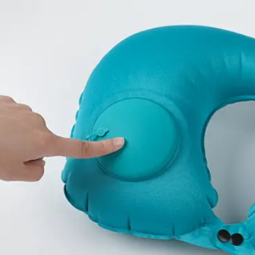 Press Inflatable U-Shaped Travel Neck Pillow