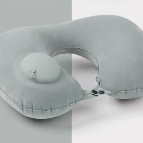 Press Inflatable U-Shaped Travel Neck Pillow