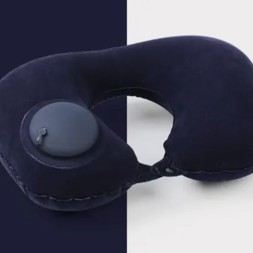 Press Inflatable U-Shaped Travel Neck Pillow