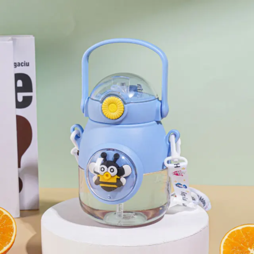 Water Bottle Cute Cartoon Space with Straw for Kids