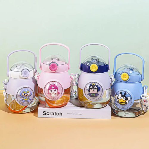 Water Bottle Cute Cartoon Space with Straw for Kids