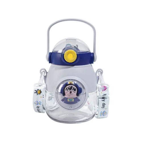 Water Bottle Cute Cartoon Space with Straw for Kids