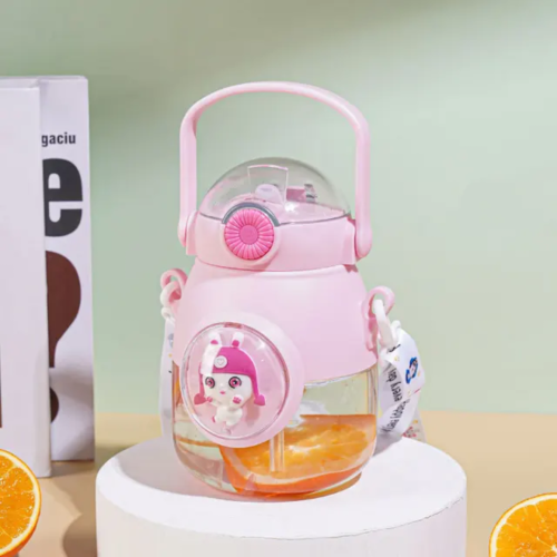 Water Bottle Cute Cartoon Space with Straw for Kids