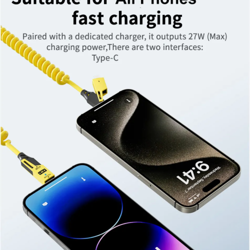 65W 4-in-1 Spring Telescopic Fast Charging Cable