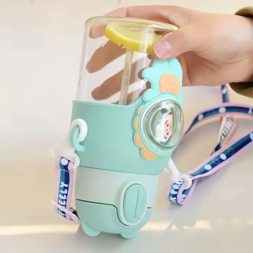 Cute 600ml Kids Water Bottle with Straw – Leakproof School Bottle