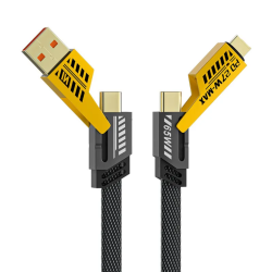 4-in-1 65W/27W Fast Charging Braided Type-C Cable - Zinc Alloy Multi-Function Data Wire